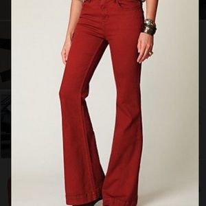 Free people red wide leg jeans
